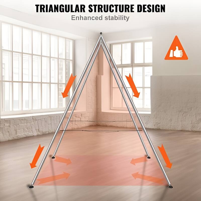 Chrome Steel Aerial Yoga Stand, 9.67ft Frame, Supports 551 lbs - 8.30 x 6.3 x 9.68 ft