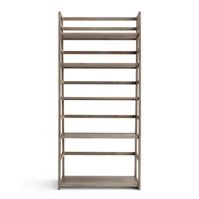 WYNDENHALL Normandy SOLID WOOD 63 inch x 30 inch Transitional Ladder Shelf Bookcase - 30"w x 15.9"d x 63"h