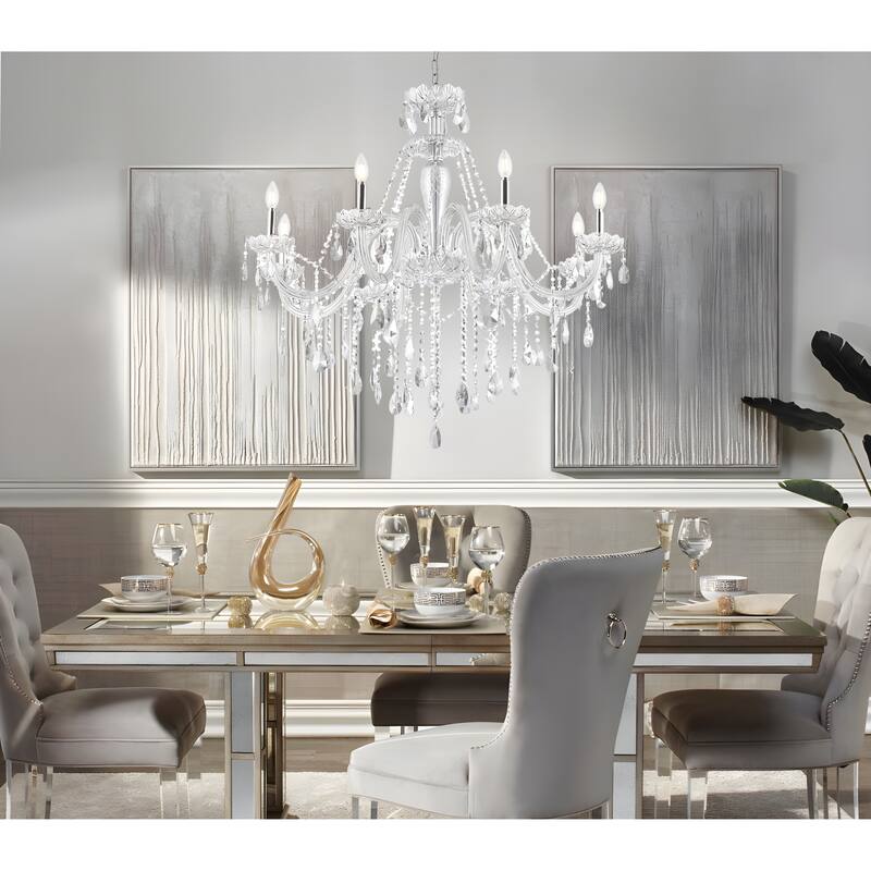 8 - Light Omni Smoke/Clear Crystal Chandelier French Style Adjustable Raindrop