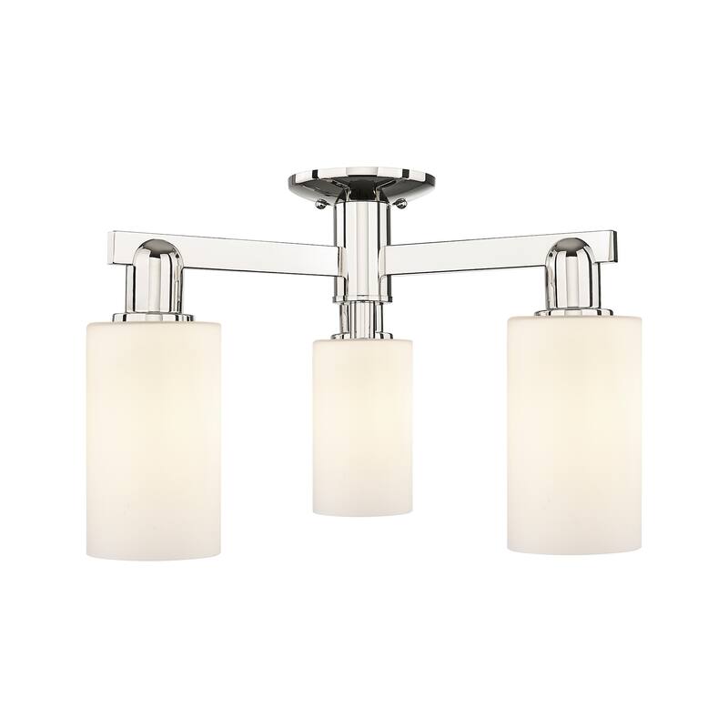 Innovations Lighting 716-3F-11-22 Clymer Semi-Flush Clymer 3 Light 22" - Polished Nickel / Matte White