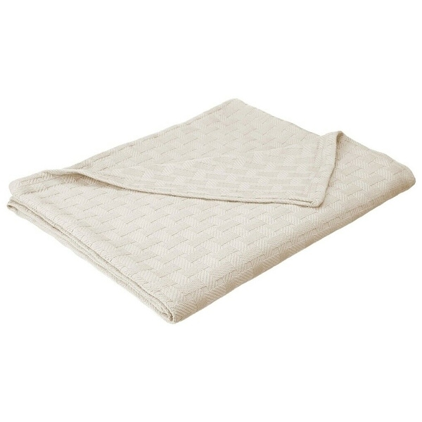 Basketweave Thin Cotton Cozy Bed Blanket Twin Ivory Bed Bath