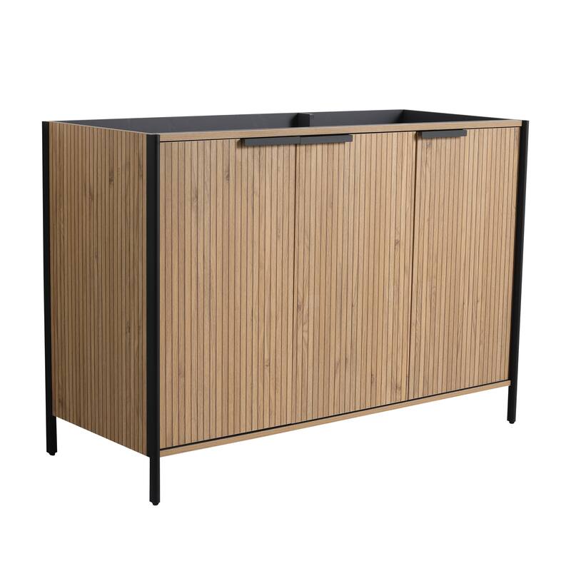 Modern 48 Inch Freestanding Bathroom Vanity Base with Soft-Close Doors and Storage Shelves - No Sink Included