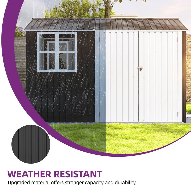 8 ft W x10/12ft D Large Tool Storage Shed with Window