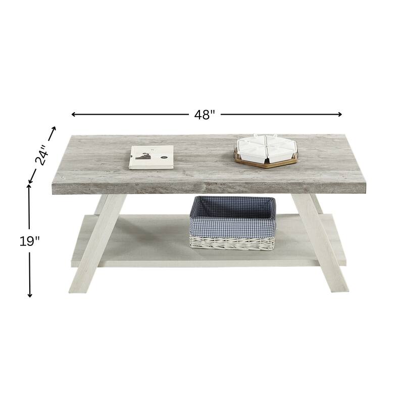 Roundhill Furniture The Gray Barn Cedar Ridge Contemporary Replicated Wood Shelf Coffee Table