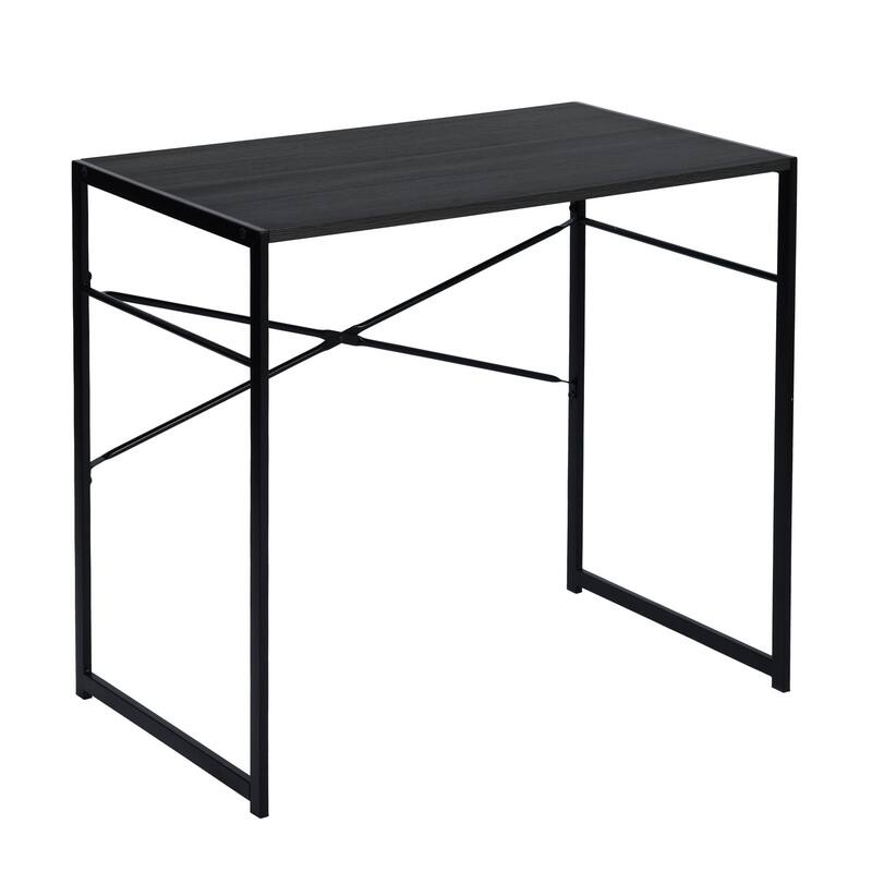 Homylin 39.4" Small Modern Computer Desk with Metal Frame, Black