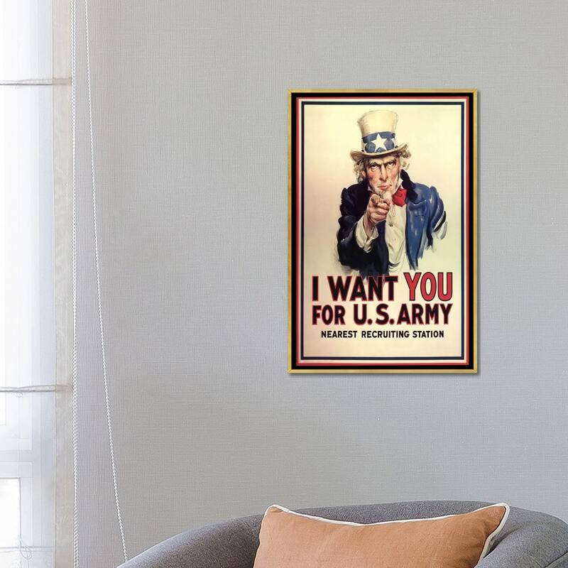 iCanvas "Uncle Sam- I Want You Vintage Poster, J. M. Flagg" by j. M. Flagg Framed Canvas Print