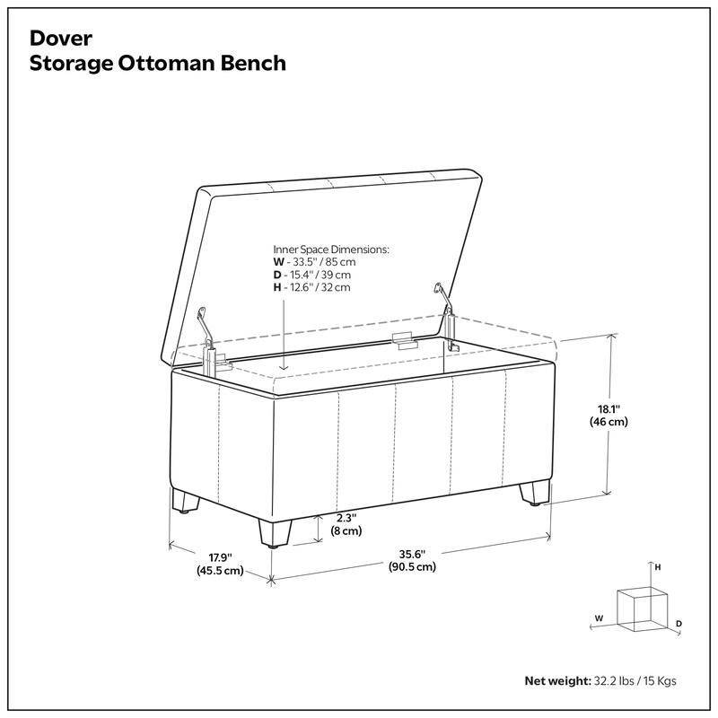 WYNDENHALL Lancaster 36 inch Wide Contemporary Rectangle Storage Ottoman