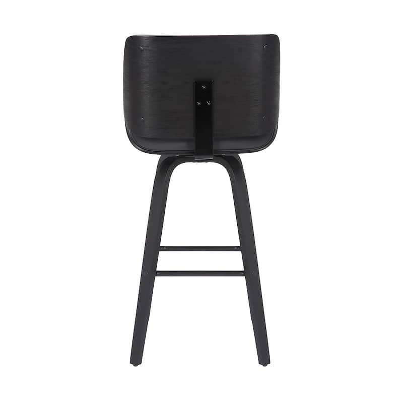 Tyler Mid-Century Swivel Bar Stool, Upholstered Counter Height Chair with Bentwood Legs