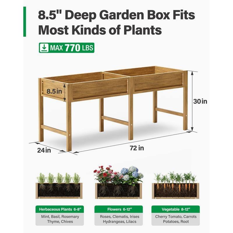 WINSOON All Weather HIPS Raised Garden Bed with Drainage Holes