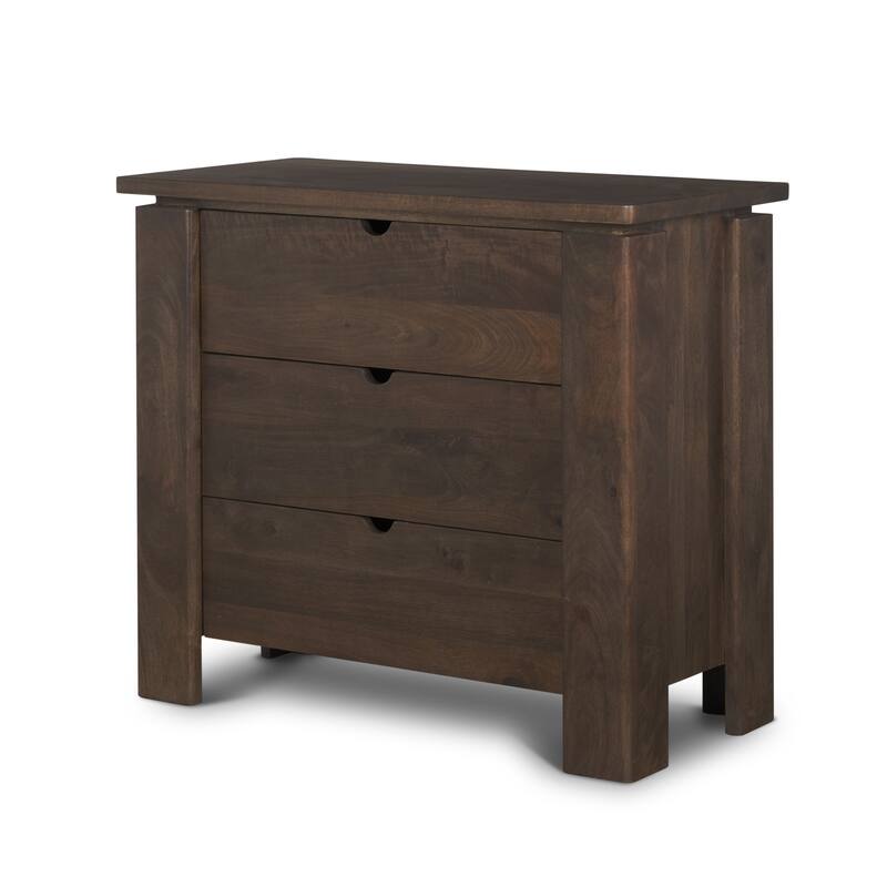 Wallen Solid Dark Brown Wood 3 Drawer Accent Cabinet - Brown