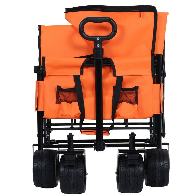 3-in-1 Heavy-Duty Folding Wagon Cart with Bench & All-Terrain Wheels