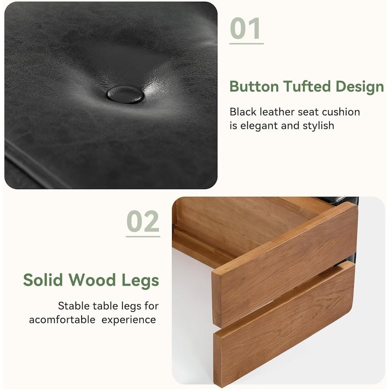 Bedroom Bench, End of Bed Bench, Dining Bench, Entryway Bench with Solid Wood Legs