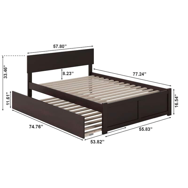 Orlando Full Platform Bed with Footboard and Full Trundle Bed
