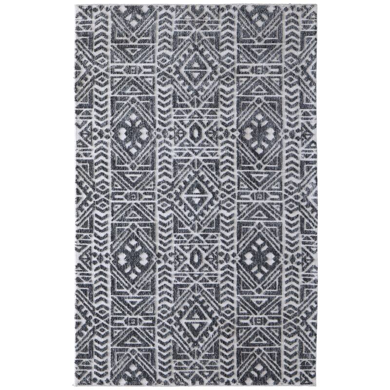 Grand Bazaar Oliena Machine Made Southwestern Modern Area Rug - 3'6" x 5'6" - Gray/Black/Ivory