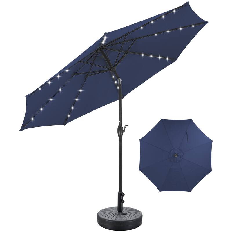 Autlaycil 10ft Solar LED lights Outdoor Patio Umbrella With Base