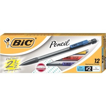 BIC Xtra Life Mechanical Pencils, 0.5 mm Tip, Clear Barrels, Pack of 12