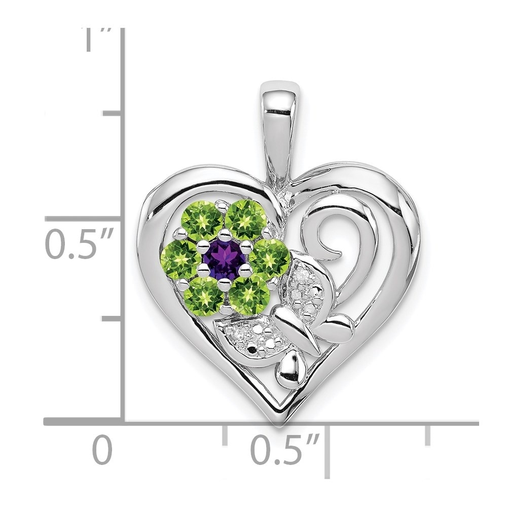 Sterling Silver Rhodium-plated Amethyst & Peridot Diamond Pendant Sterling Silver Rhodium-plated Amethyst & Peridot Diamond Pendant