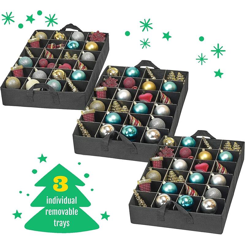 HOLDN’ STORAGE Underbed Christmas Ornament Storage Container Box with Dividers