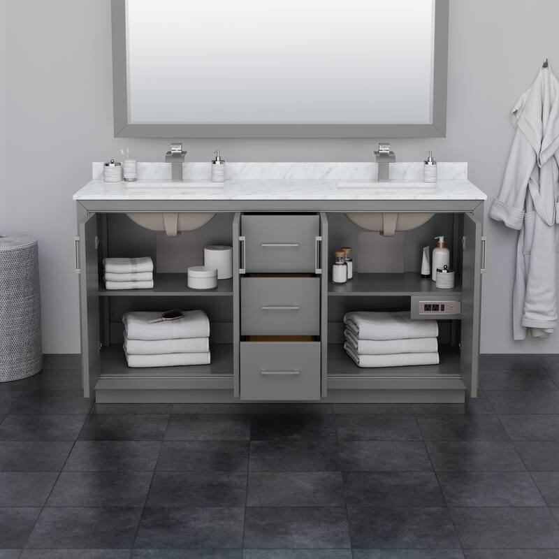 Icon 66-inch Double Vanity, Quartz Top