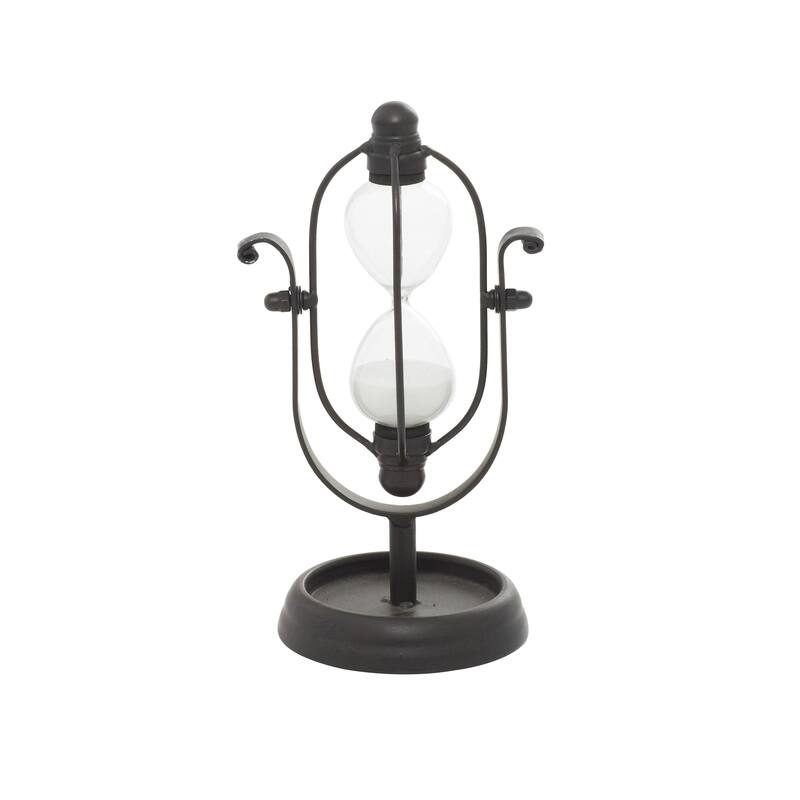 Metal Hourglass Sand Timer - Silver or Black - Roche River Decor - Black