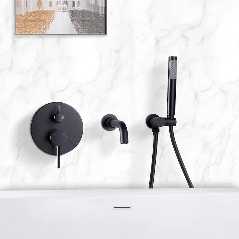 JUSHUA Lead Free Bathtub Faucet with Handshower Tub filler Faucet - 7.28*59