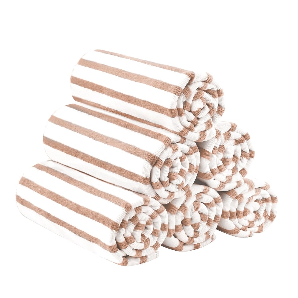 2/6 Pack Cabana Stripe Beach Towel Pool Towels Quick Dry Swim Towels