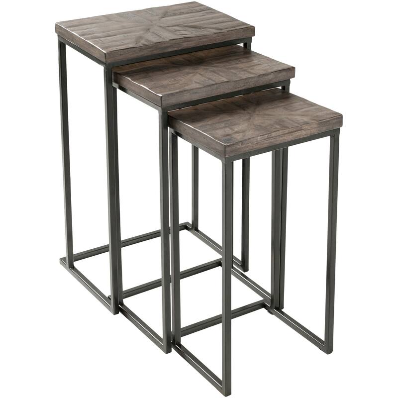 Bistra Wood Modern Nesting Table Set - 26"H x 16"W, 24"H x 14"W, 22"H x 12"W - Gray
