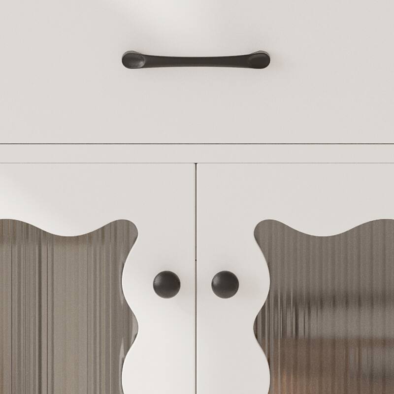 Roomfitters 31" Bathroom Vanity with Tempered Glass, Modern Cabinet with Rubber Wood Legs and Soft-Close Doors