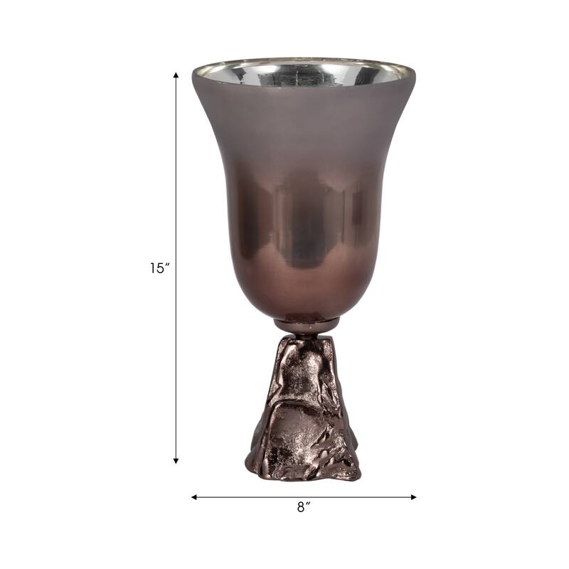Sagebrook Home Glass Metallic Round 2Tone Chalice Vase