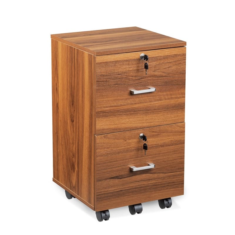 2 Drawer Wood File Cabinet, Lock Mobile Cabinet