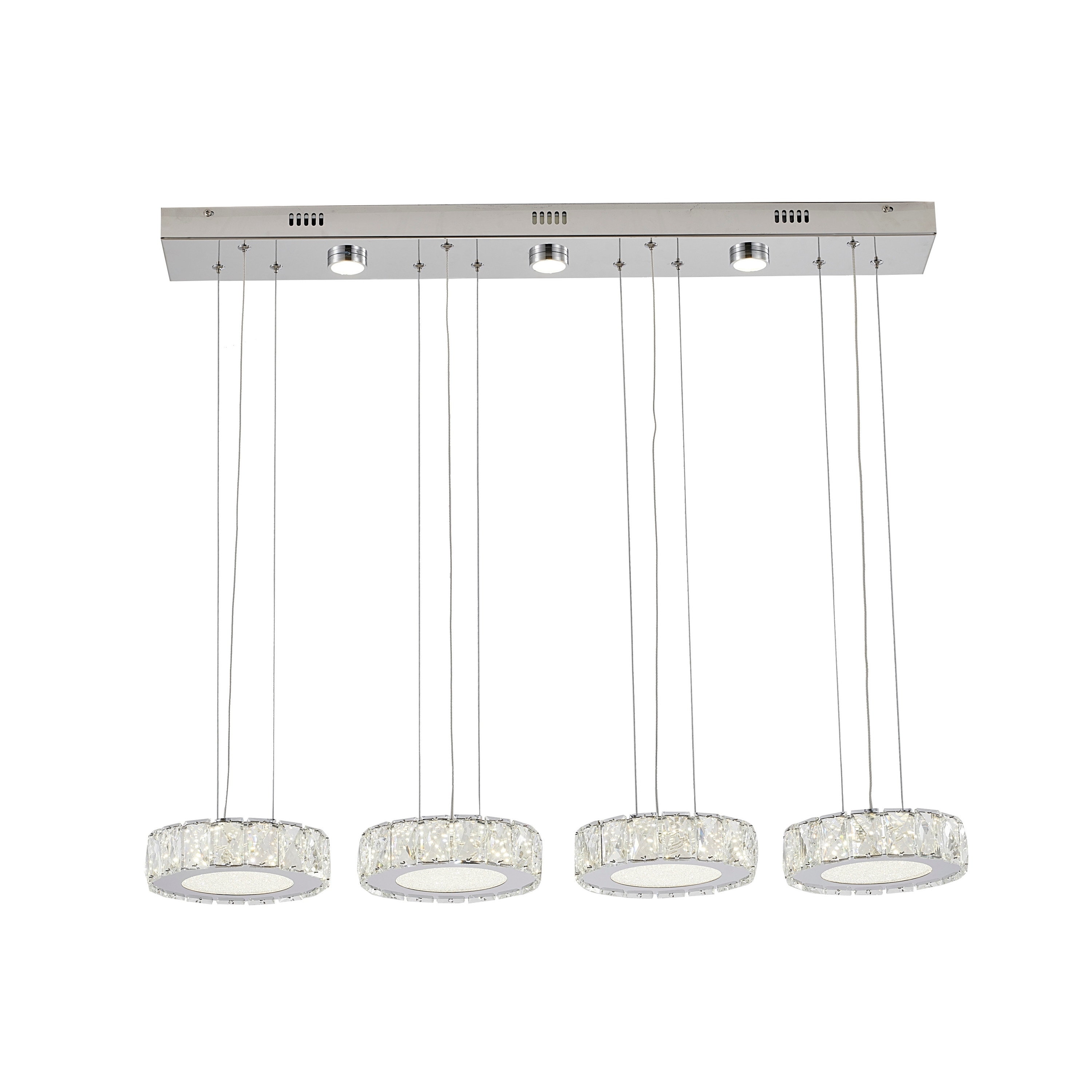 Transitional 7-Light Chrome LED Chandelier With Clear Crystals