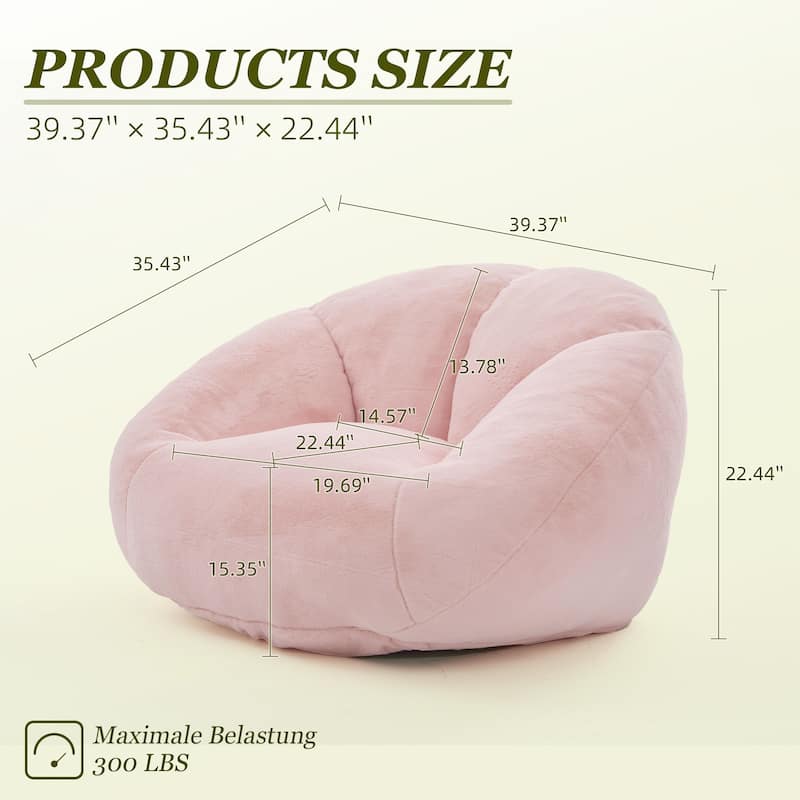 HOMEFUN Fabric Upholstered Oversized Round Comfy Bean Bag Lazy Sofa for Living Room