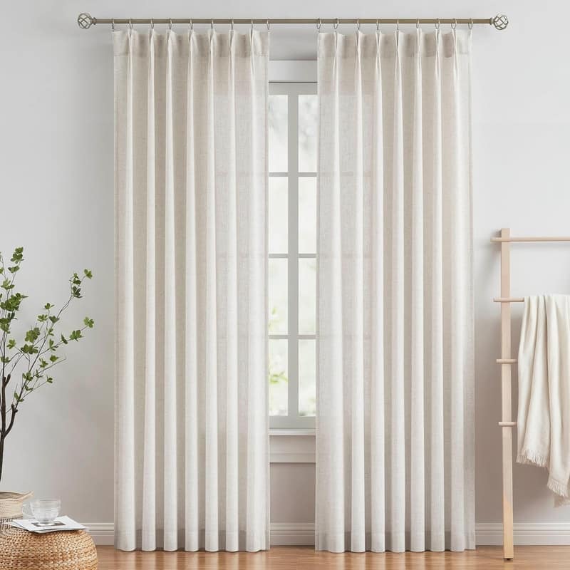 Textured Linen Blended Light Filtering Window Curtains