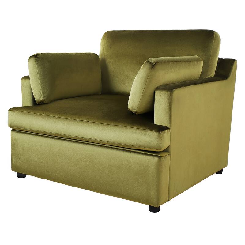 Velvet Single Sofa Chair, Modern Upholstered Accent Chair for Reading, Comfy Living Room Chairs with Pillow
