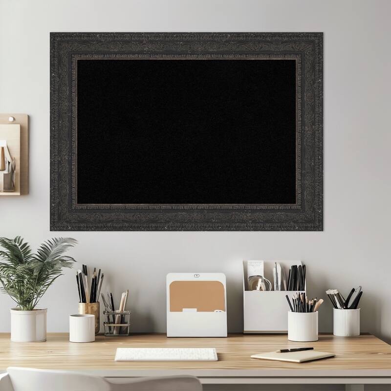 Attic Aged Black Wood Framed Cork Board - Bulletin Board, Organization Board, Pin Board