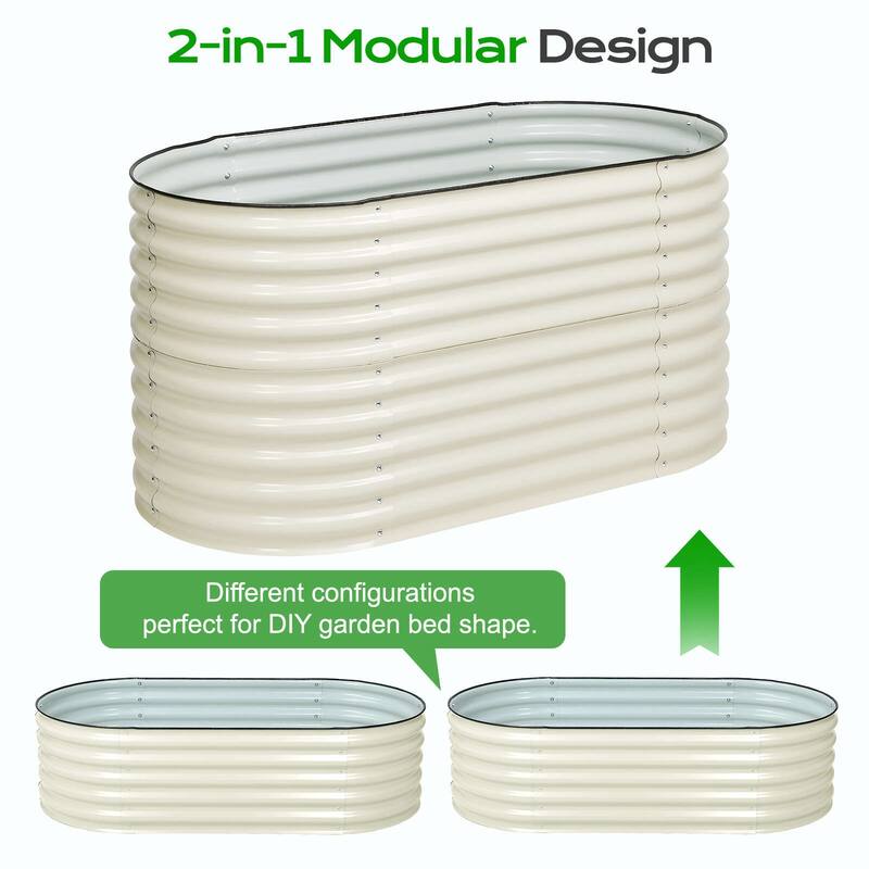 Aoodor 2 in 1 Modular Aluzinc Metal Raised Garden Bed 63''(L) x32''(W) x32''(H) - 63''(L) x32''(W) x32''(H)