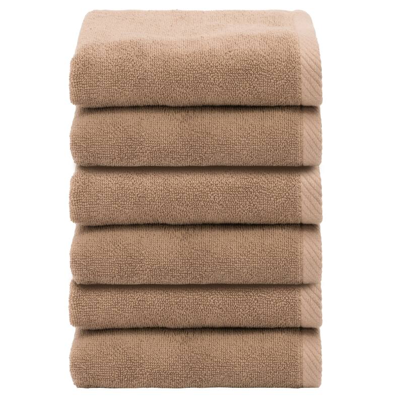 Authentic Hotel and Spa 100% Turkish Cotton Ediree Hand Towels - Set of 6 - Cocoa