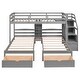 preview thumbnail 10 of 12, Triple Bunk Beds with Stairs & Drawers, Space-Saving Design, Twin Wooden Bunk Bed Frame w/Built-in Shelves for Kids Teens Adults