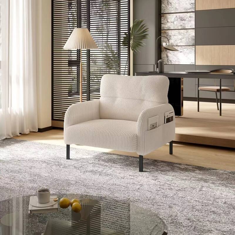 Corduroy Fabric, Comfortable Monochrome Single Person Wide Seat Chair, Suitable For Living Rooms And Bedrooms