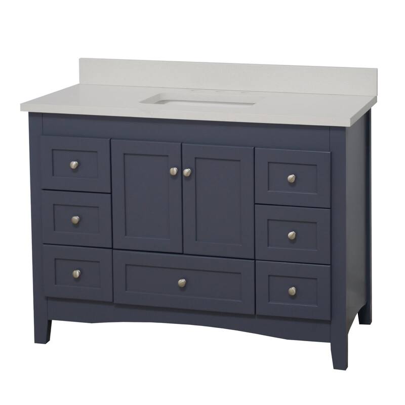 KitchenBathCollection Abbey 48" Bathroom Vanity with Quartz Top
