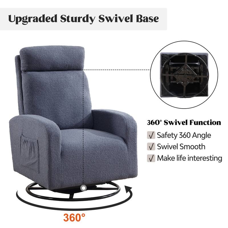 HOMYKA Swivel Glider Rocker Accent Chair for Nursery with Side Pocket Set of 2