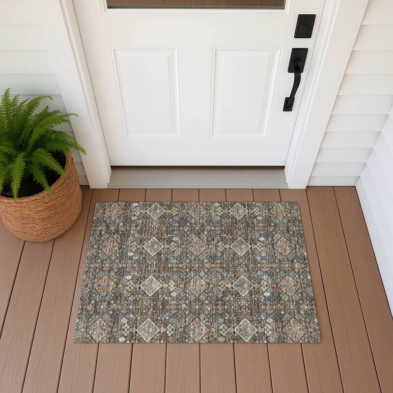 Machine Washable Indoor/ Outdoor Global Bidunga Chantille Rug - Chocolate - 1'8" x 2'6"