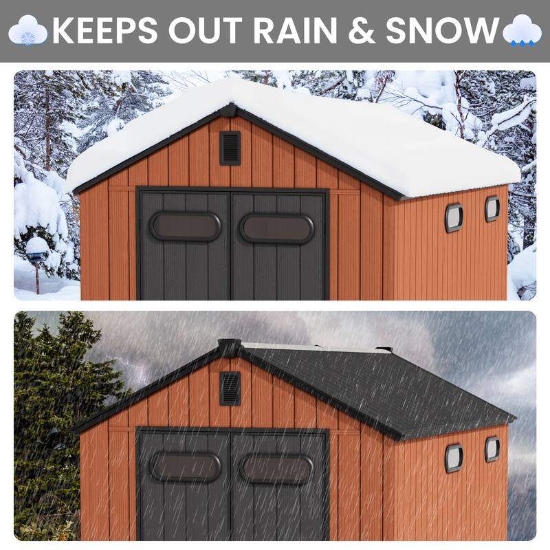 8' x 8' / 8' x 10'/ 8' x 12' Outdoor Storage Shed with Lockable Double Doors for Garden, Backyard, Patio