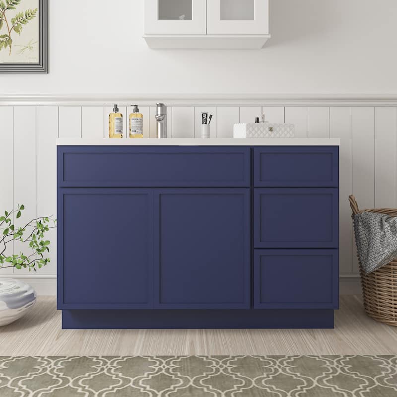 Vanity Art 54" Birch Freestanding Bathroom Vanity Cabinet without Top - Blue
