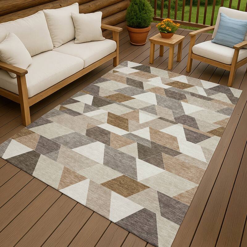 Machine Washable Indoor/ Outdoor Modern DeVaughn Chantille Rug