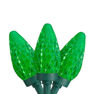 50ct Green LED Faceted C9 Christmas Light Set 20.25ft Green Wire - 20.25'