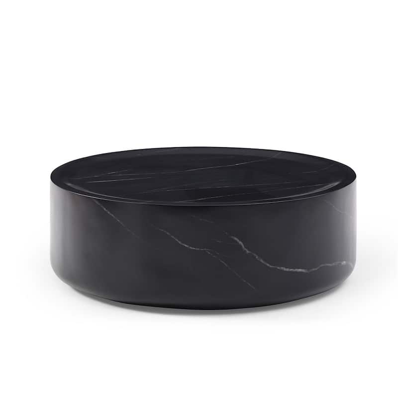 31.49" Sturdy Fiberglass Round Coffee Table with Large Storage