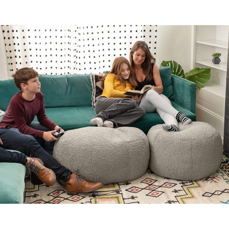 Jaxx Ellis Pouf - Modern Shearling Faux-Lamb Plush Fleece Ottoman