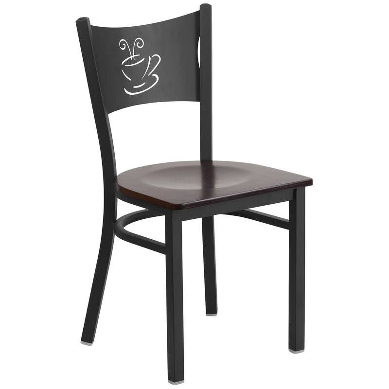2 Pack Coffee Back Metal Restaurant Chair - 17.25"W x 20"D x 33.25"H