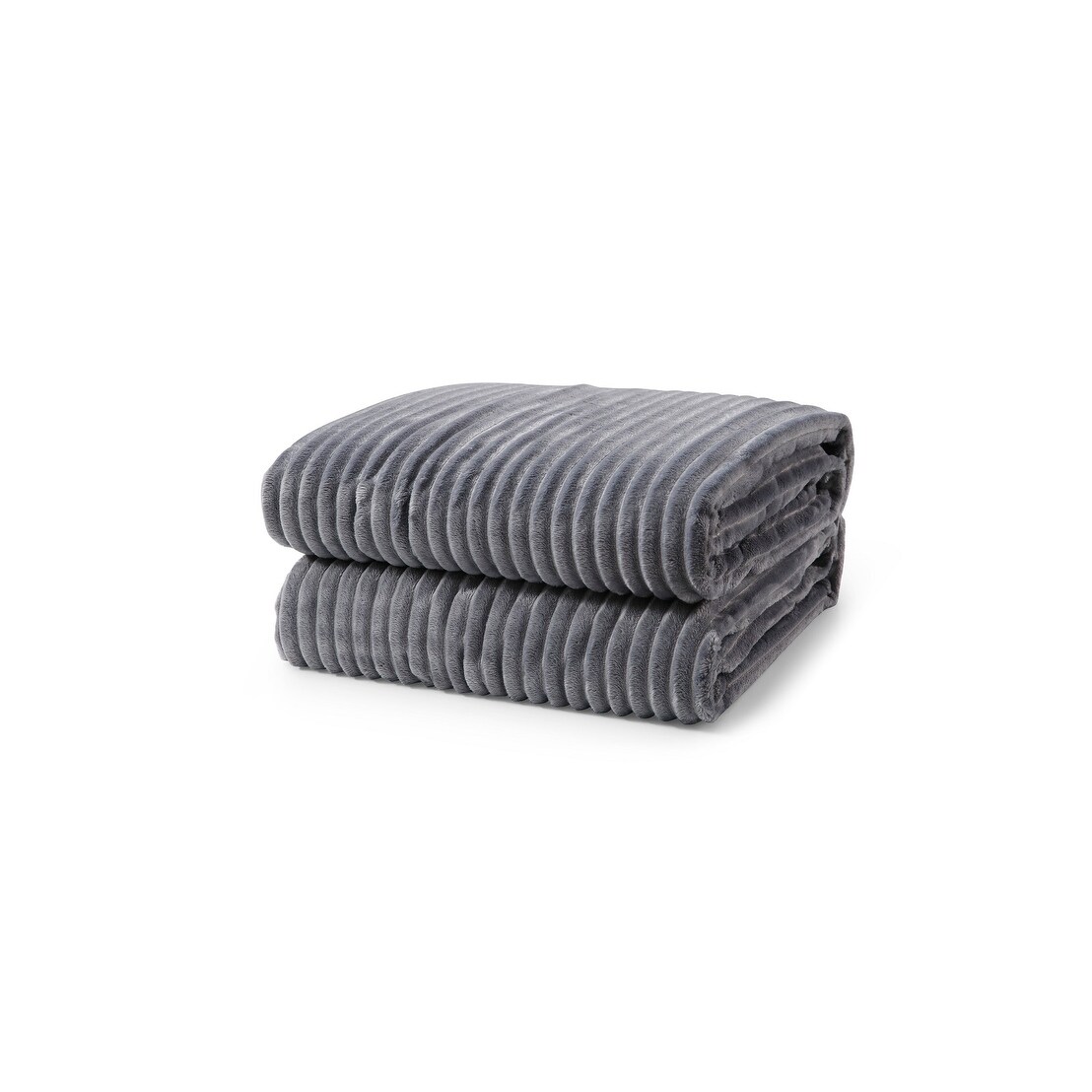 L'baiet Blue Ribbed Solid Pattern King Blanket 108""x90"" 100% Polyester -  5687-FQ GREY